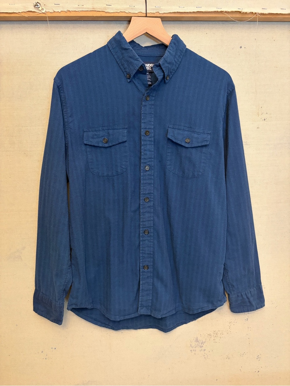 Vintage Land’s End Classic Blue Button-Down Men's Shirt, Size Medium